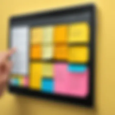 Organized sticky notes on a tablet screen showcasing productivity