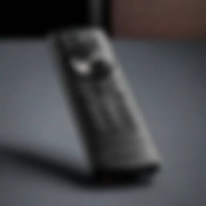 Close-up view of voice command feature on the Insignia Firestick TV remote