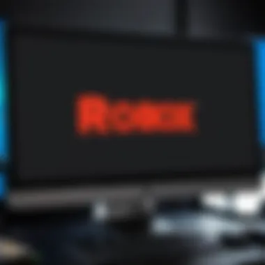 Roblox on Computer Roblox logo displayed on a computer screen