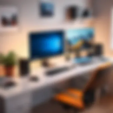 Creative Workspace for Multimedia Projects A creative workspace showcasing various multimedia elements.