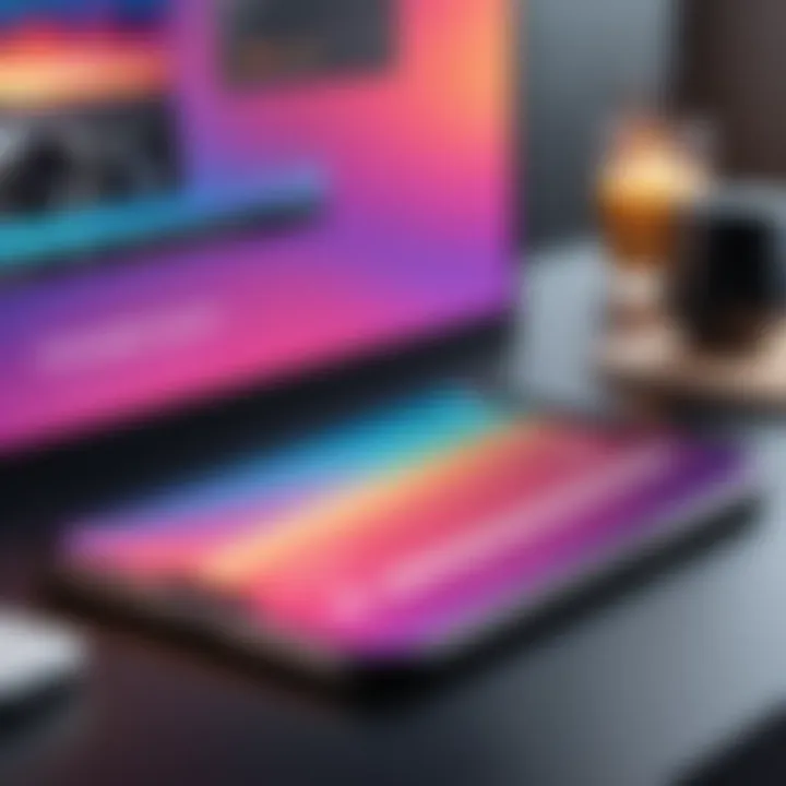 A creative workspace with digital tools for editing Instagram Stories