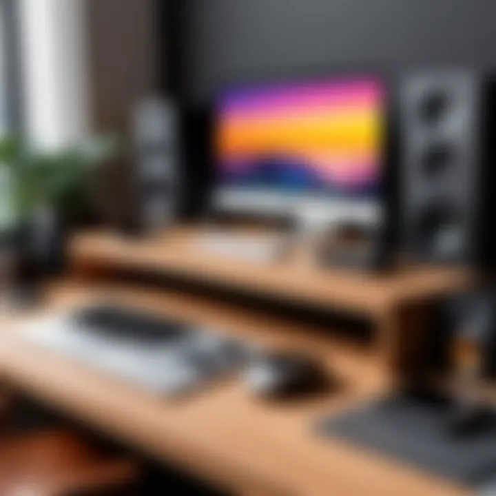 Creative workspace with audio equipment for Instagram content