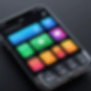 Productivity Enhancements in Keypad Apps A sleek user interface design of an innovative iPhone keypad app highlighting productivity-enhancing tools.
