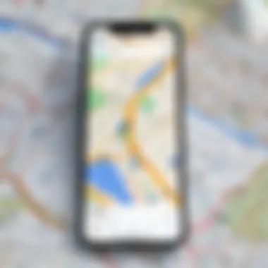 Map view displaying various location tracking capabilities of a GPS app