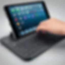Logitech iPad Mini Keyboard Case in an open position showcasing its keyboard
