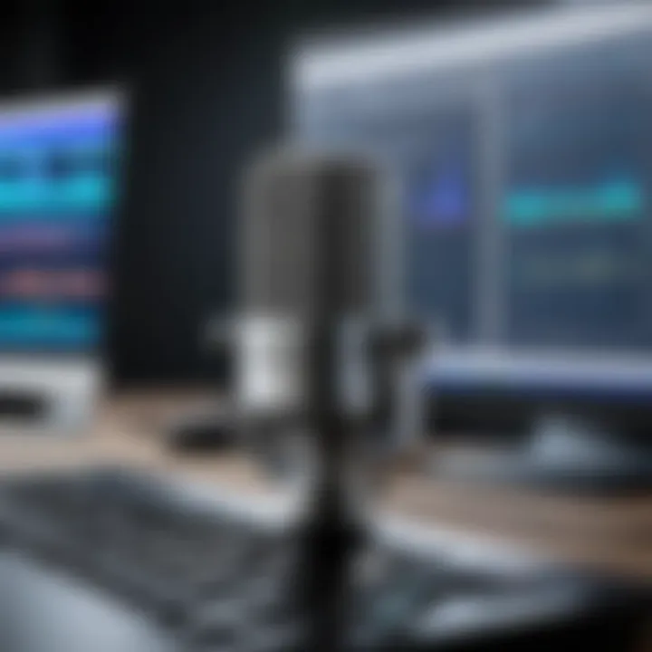 Sound recording setup with microphone and software