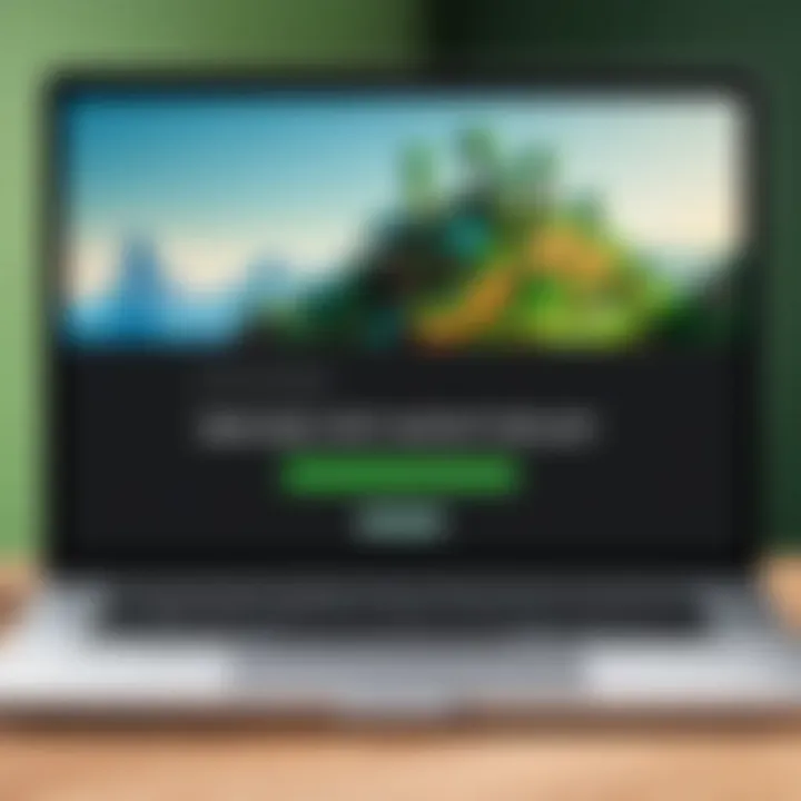 Installation progress bar of Minecraft on a laptop