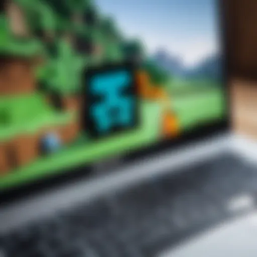 Minecraft logo displayed on a laptop screen