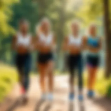 Outdoor Workout with Friends A group of friends enjoying music while exercising outdoors