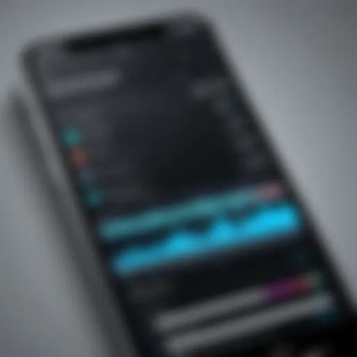 A stylish smartphone displaying a workout playlist