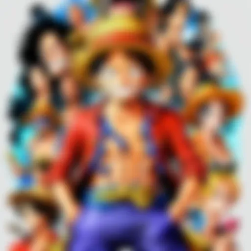 Colorful poster of One Piece movie characters