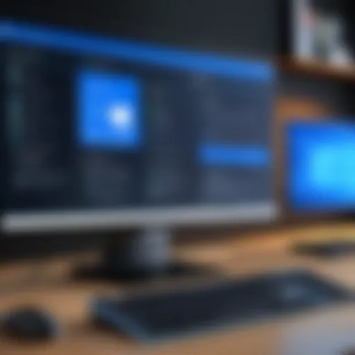 Illustration of a computer with system restore options displayed on screen
