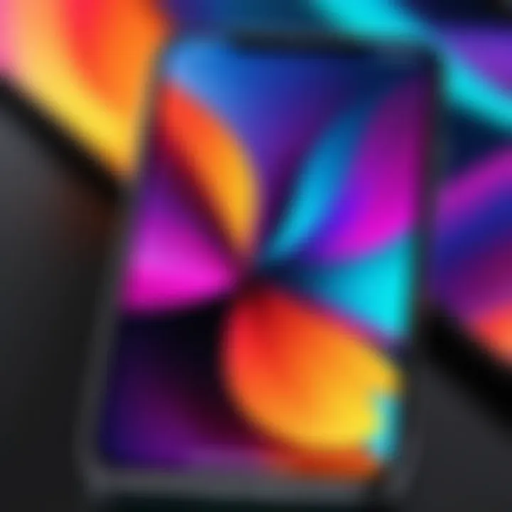 An iPhone displaying a vibrant live wallpaper