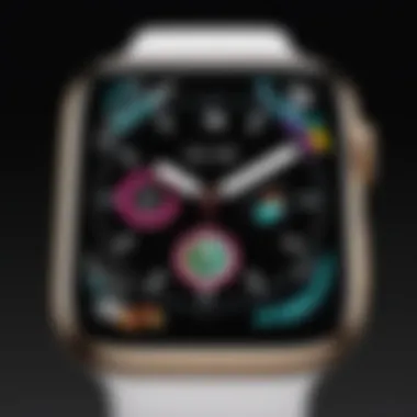 Close-up of Apple Watch features displayed on the screen