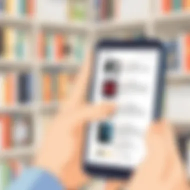 Browsing eBook Collection User navigating through an eBook collection on mobile device