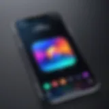 An iPhone displaying a video downloader app interface with vibrant colors