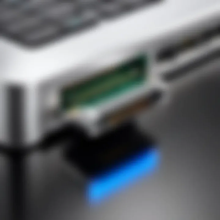 Detailed view of a MacBook Pro's Ethernet port