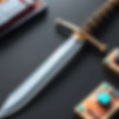 Strategic Use of Swords in Gameplay A strategic overview of a player using a sword, demonstrating its impact on game strategy.
