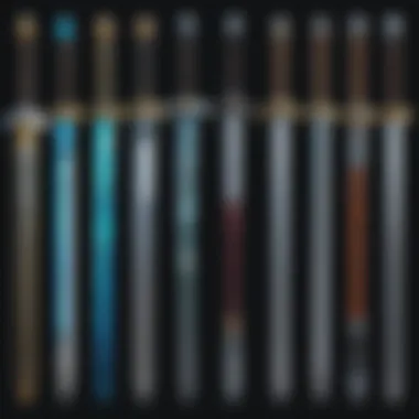 Variety of Swords in Minecraft A detailed illustration of various swords available in Minecraft showcasing their unique designs.