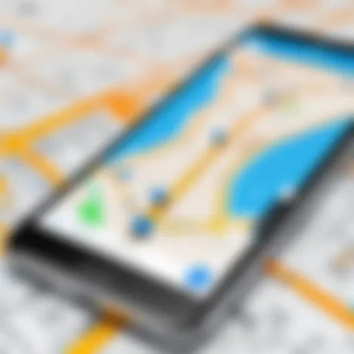 Visual representation of GPS technology for mobile device tracking