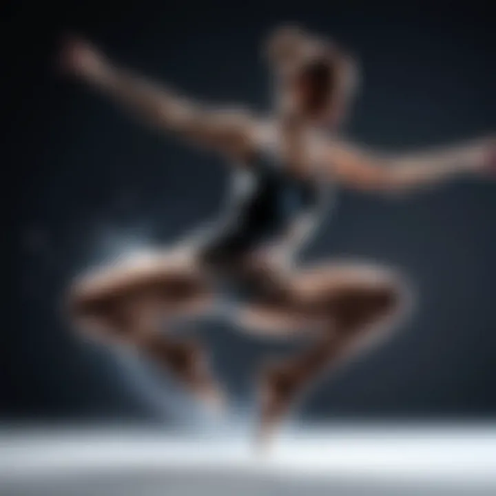 An artistic slow motion shot of a dancer mid-air