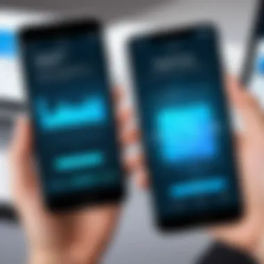 Data Transfer Made Easy User engaging with data transfer interface on mobile devices