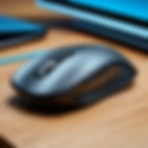 Wireless Logitech mouse on a desk