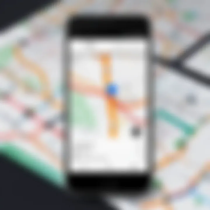 A map displaying routes and ride options available in the Uber app