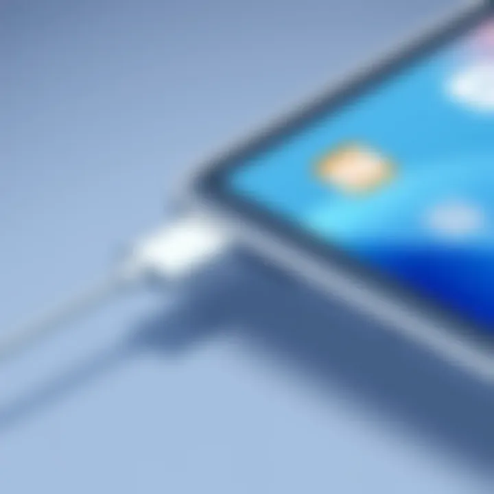 Close-up of an iPad Pro with a dongle connected