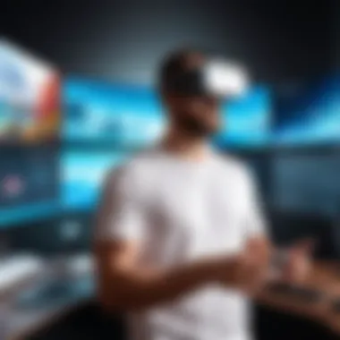 Navigating the Virtual Desktop Interface User navigating Virtual Desktop interface on Oculus Quest 2