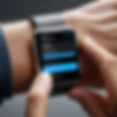 Individual utilizing calorie and health tracking features User engaging with fitness tracking features on Apple Watch